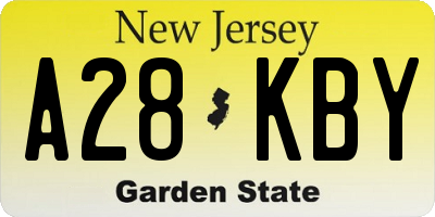 NJ license plate A28KBY