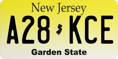 NJ license plate A28KCE