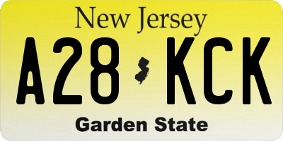 NJ license plate A28KCK