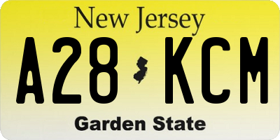NJ license plate A28KCM