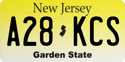 NJ license plate A28KCS