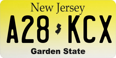 NJ license plate A28KCX