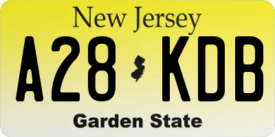 NJ license plate A28KDB