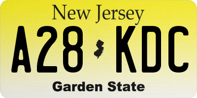 NJ license plate A28KDC