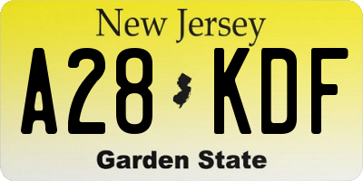 NJ license plate A28KDF