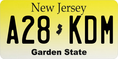 NJ license plate A28KDM