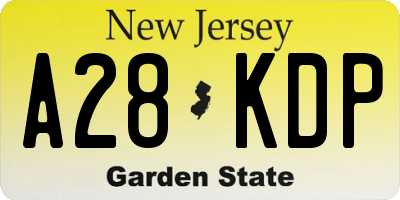 NJ license plate A28KDP