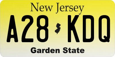NJ license plate A28KDQ