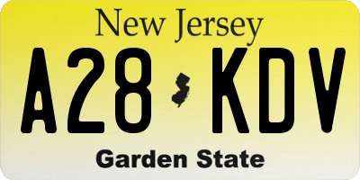 NJ license plate A28KDV