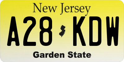 NJ license plate A28KDW