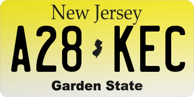 NJ license plate A28KEC