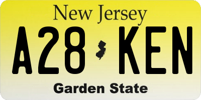 NJ license plate A28KEN