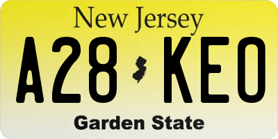NJ license plate A28KEO