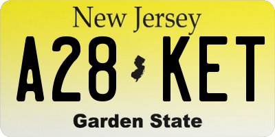 NJ license plate A28KET