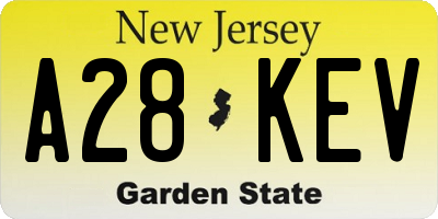 NJ license plate A28KEV