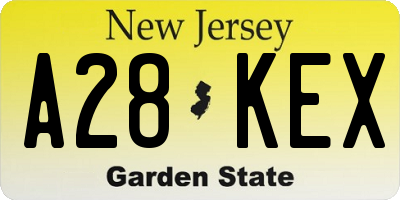 NJ license plate A28KEX