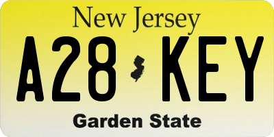 NJ license plate A28KEY