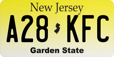 NJ license plate A28KFC