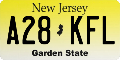NJ license plate A28KFL