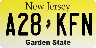NJ license plate A28KFN