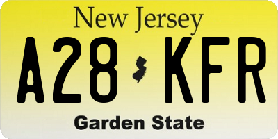 NJ license plate A28KFR