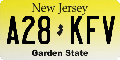 NJ license plate A28KFV