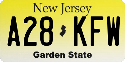 NJ license plate A28KFW