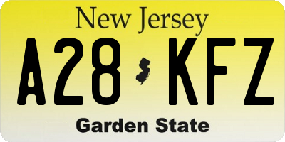 NJ license plate A28KFZ