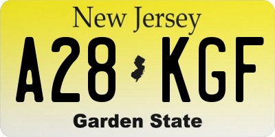 NJ license plate A28KGF