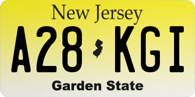 NJ license plate A28KGI