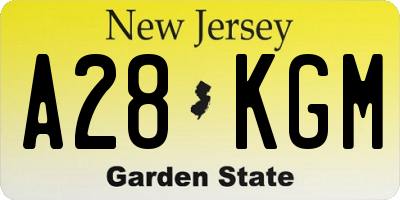NJ license plate A28KGM