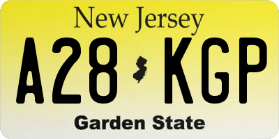 NJ license plate A28KGP