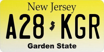NJ license plate A28KGR