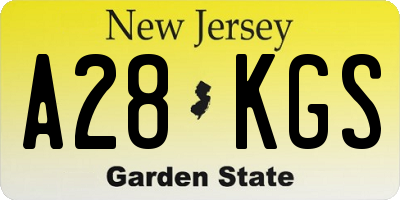 NJ license plate A28KGS