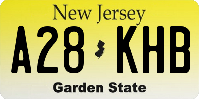 NJ license plate A28KHB