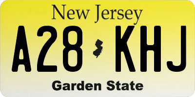 NJ license plate A28KHJ