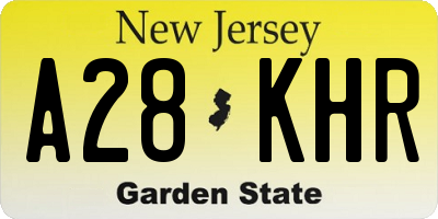 NJ license plate A28KHR