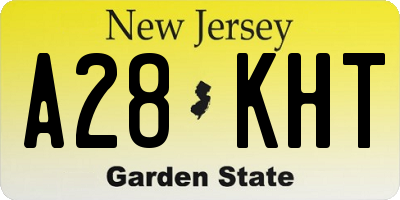 NJ license plate A28KHT