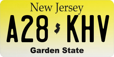 NJ license plate A28KHV