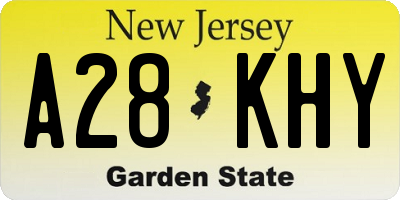 NJ license plate A28KHY