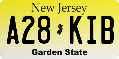 NJ license plate A28KIB