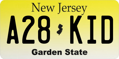 NJ license plate A28KID