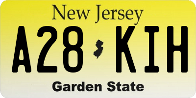 NJ license plate A28KIH
