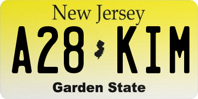 NJ license plate A28KIM