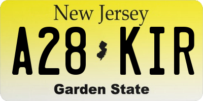 NJ license plate A28KIR