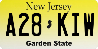 NJ license plate A28KIW