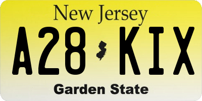 NJ license plate A28KIX