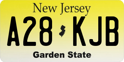 NJ license plate A28KJB