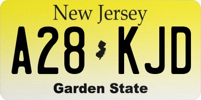 NJ license plate A28KJD