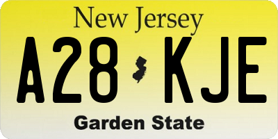 NJ license plate A28KJE